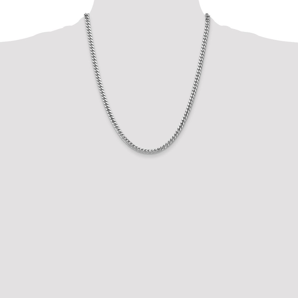 14K White Gold 22 inch 4.3mm Solid Miami Cuban Link with Lobster Clasp Chain