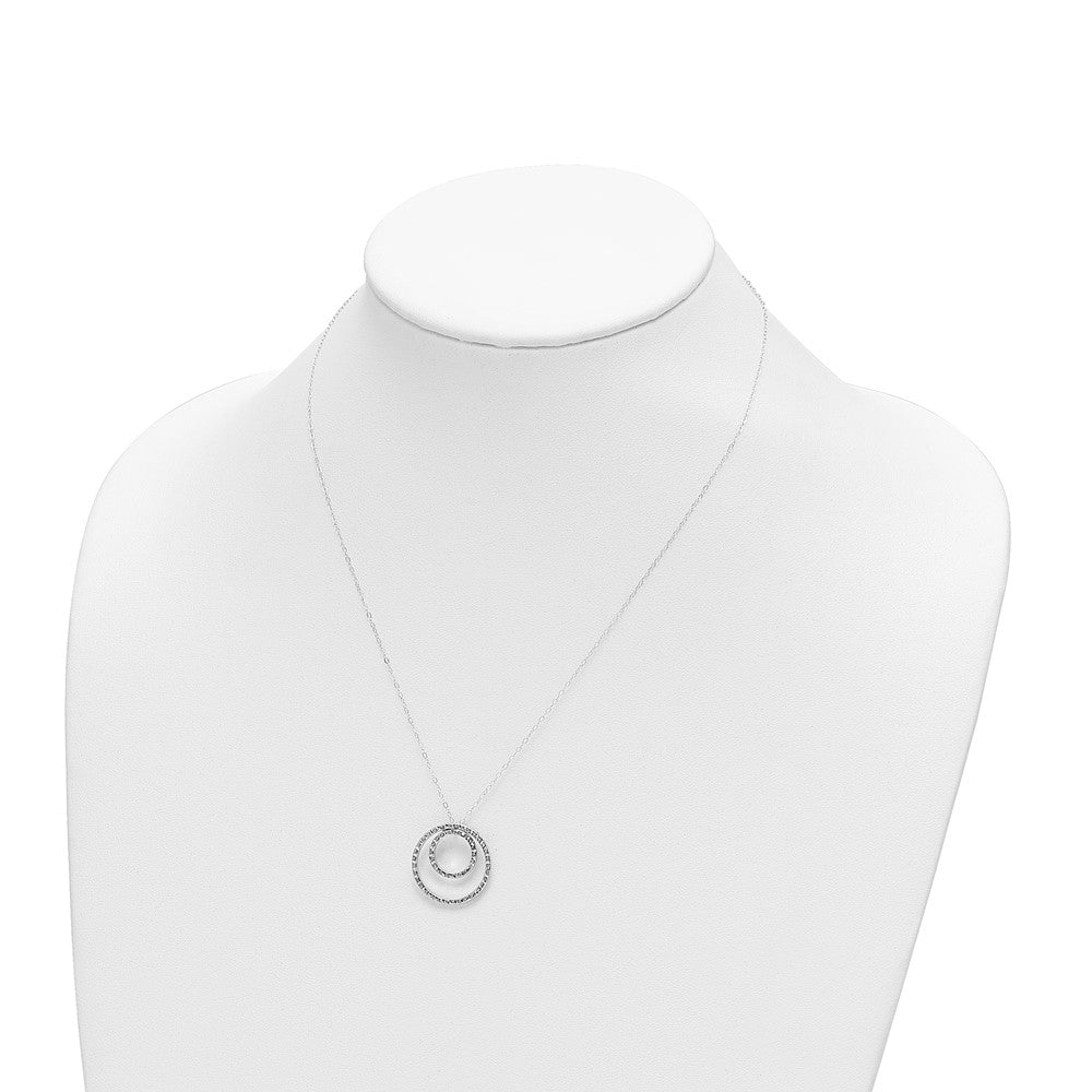 14k White Gold Diamond Fascination Double Circle Necklace