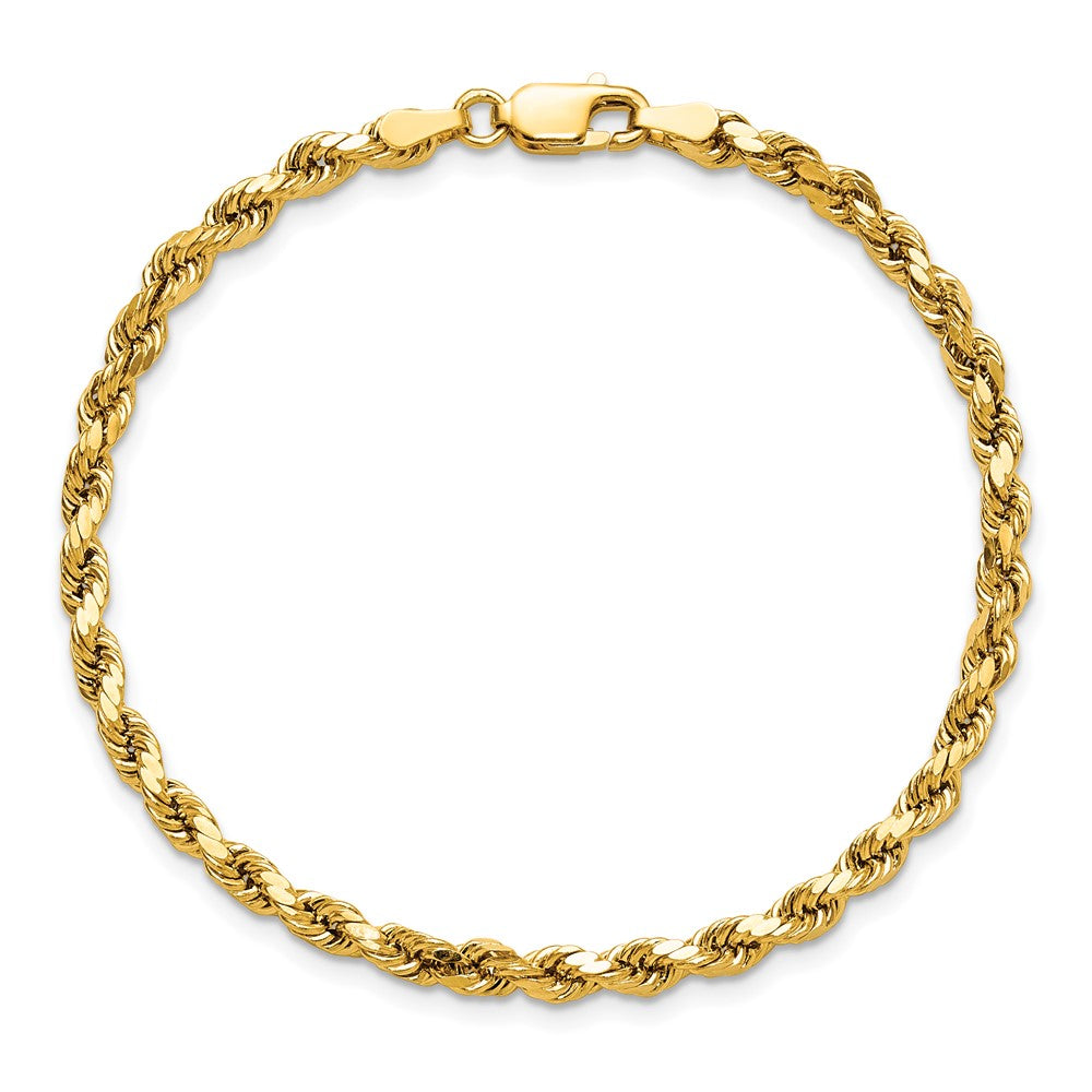 14K 7 inch 3.5mm Semi Solid Diamond-cut Rope with Lobster Clasp Chain