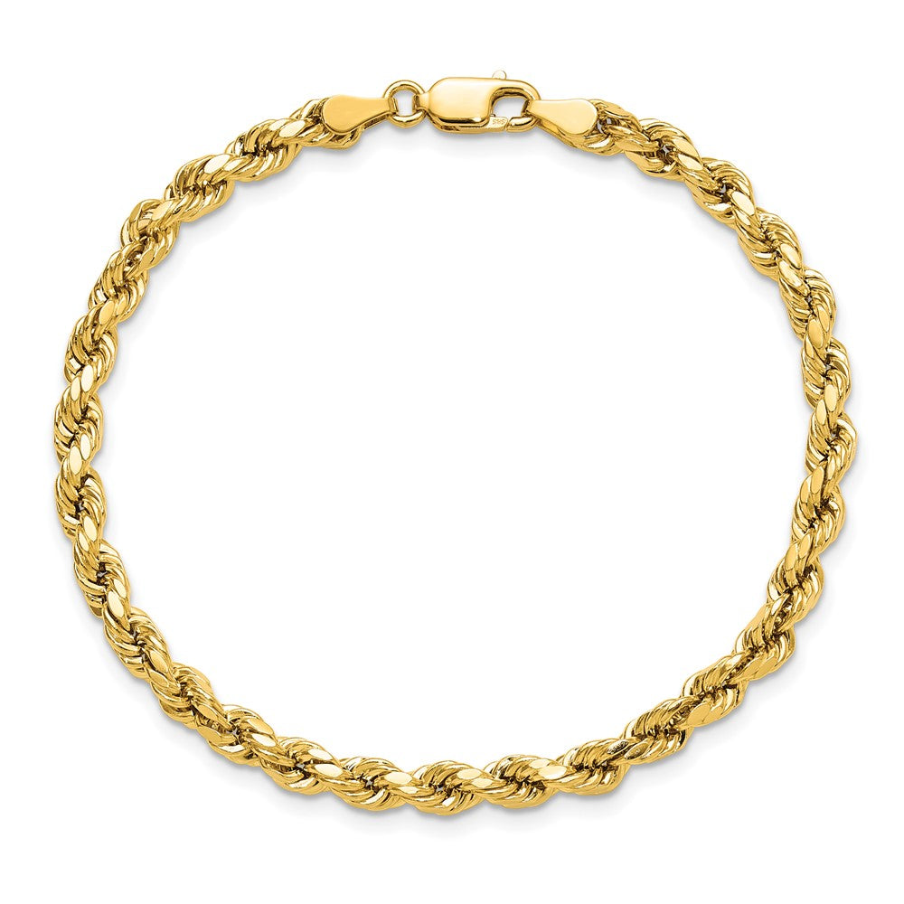 14K 7 inch 4mm Semi Solid Diamond-cut Rope with Lobster Clasp Chain