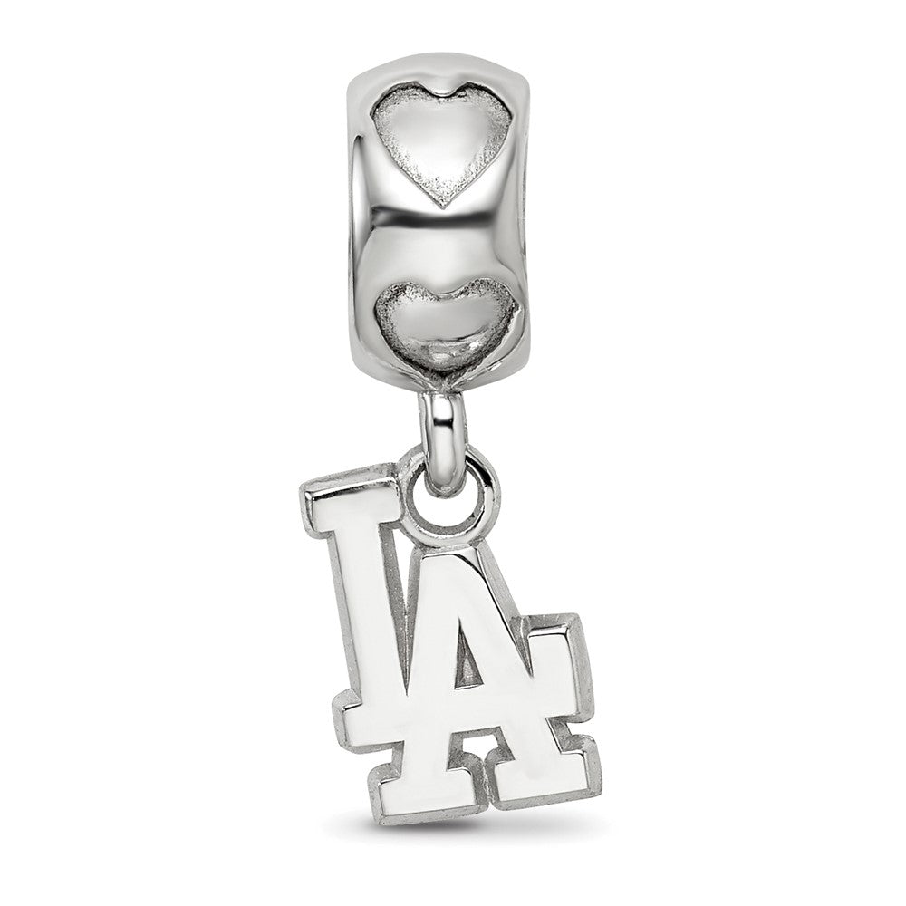 Sterling Silver Rh-plated Los Angeles Dodgers LA on Heart Bead