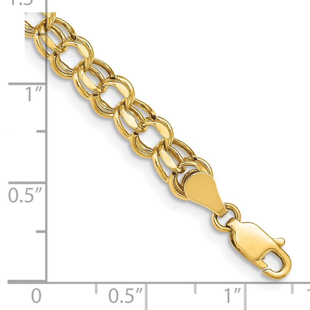14k 8in 5.5mm Hollow Double Link Charm Bracelet
