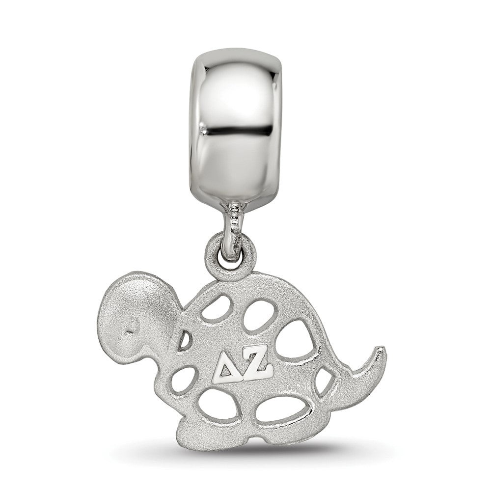 Sterling Silver Rhodium-plated Delta Zeta Turtle on Bead