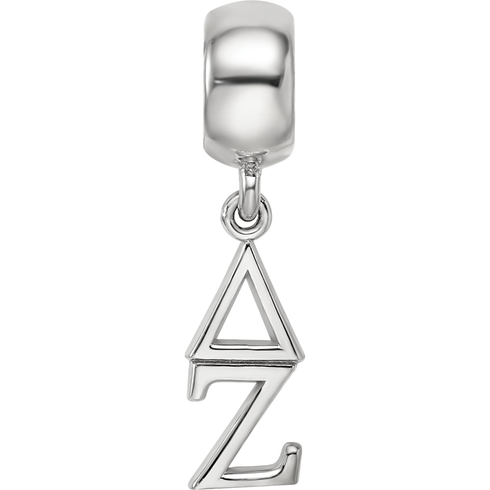 Sterling Silver Rhodium-plated Delta Zeta Vertical Letters Bead