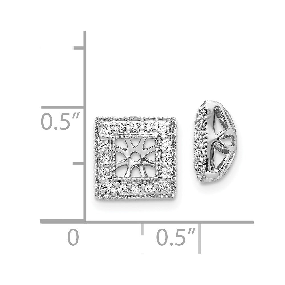 14k White Gold Diamond Square Jacket Earrings