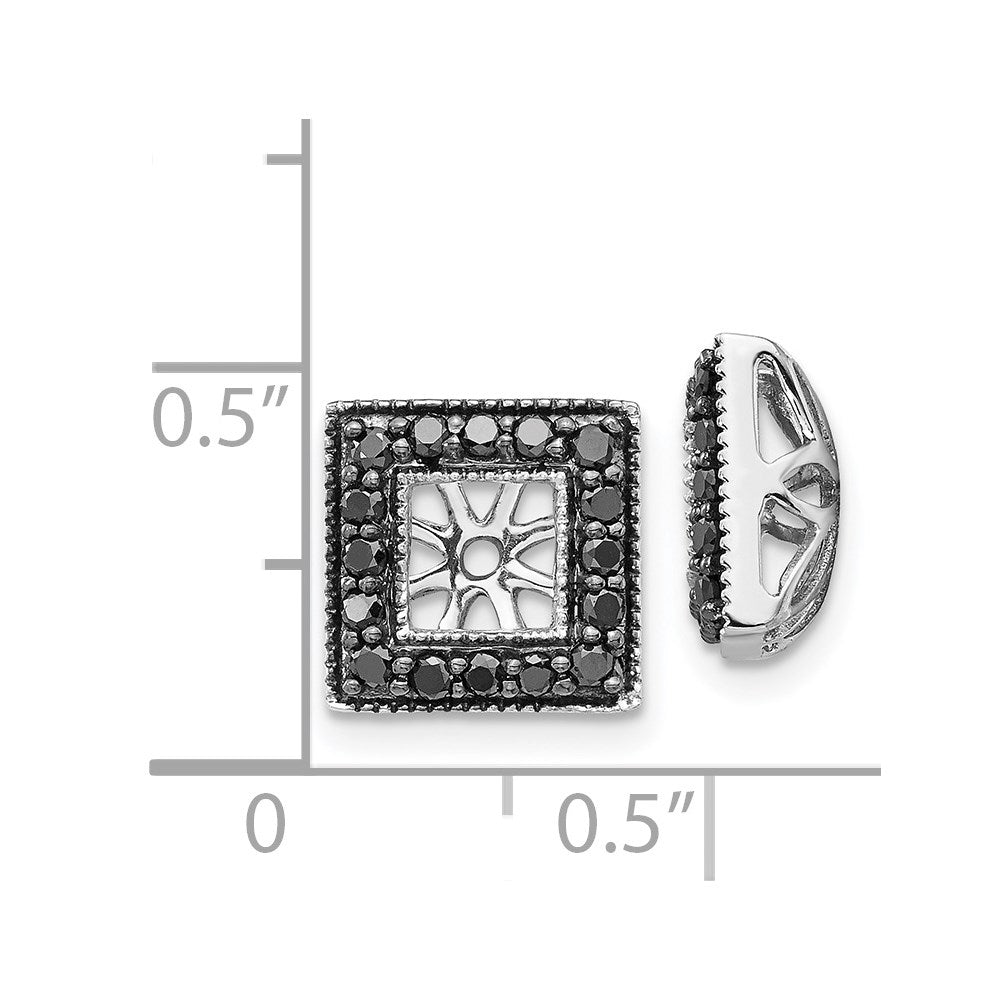 14k White Gold Black Diamond Square Jacket Earrings