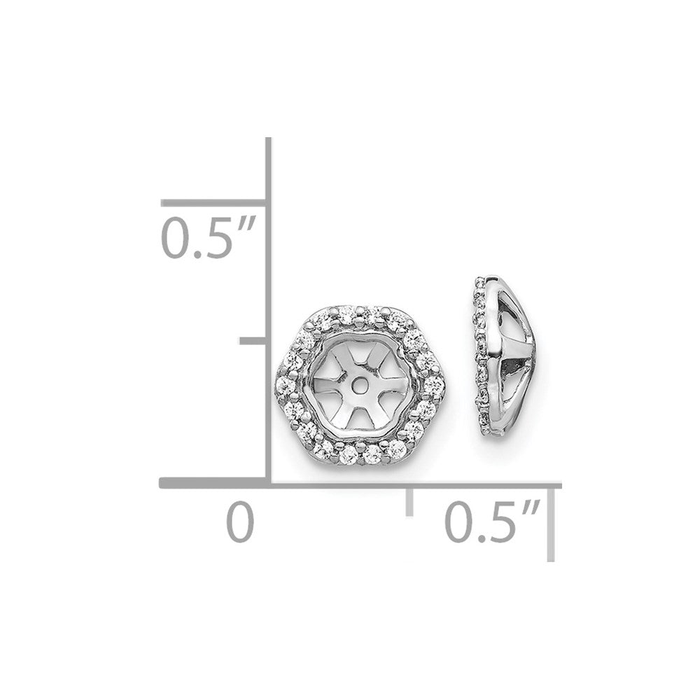 14k White Gold Hexagon Diamond Earring Jackets