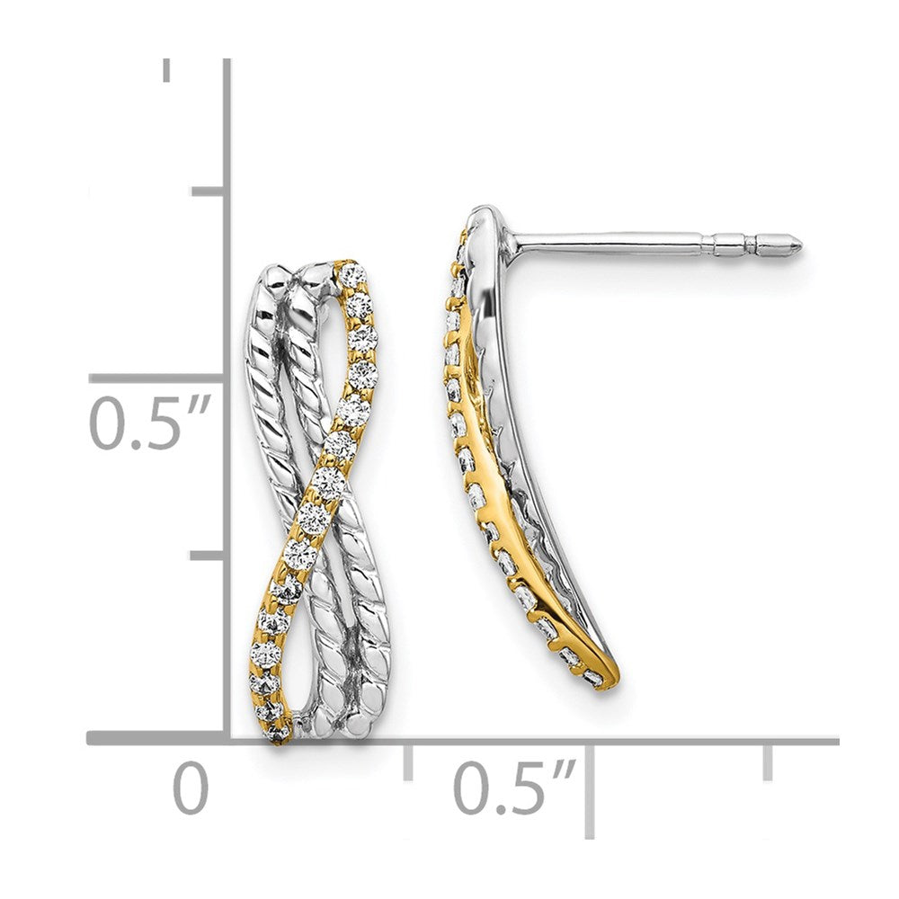 14k Two-tone Diamond Fancy Earrings