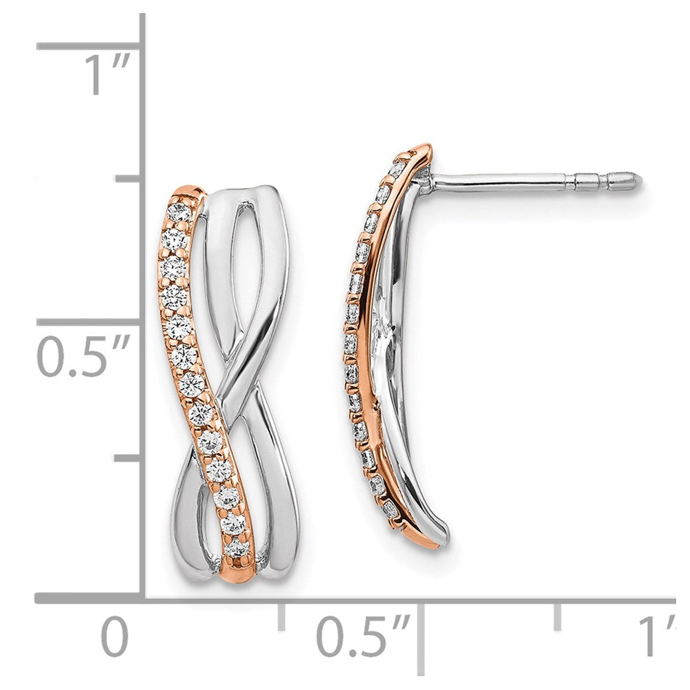 14k Rose and White Gold Diamond Fancy Earrings