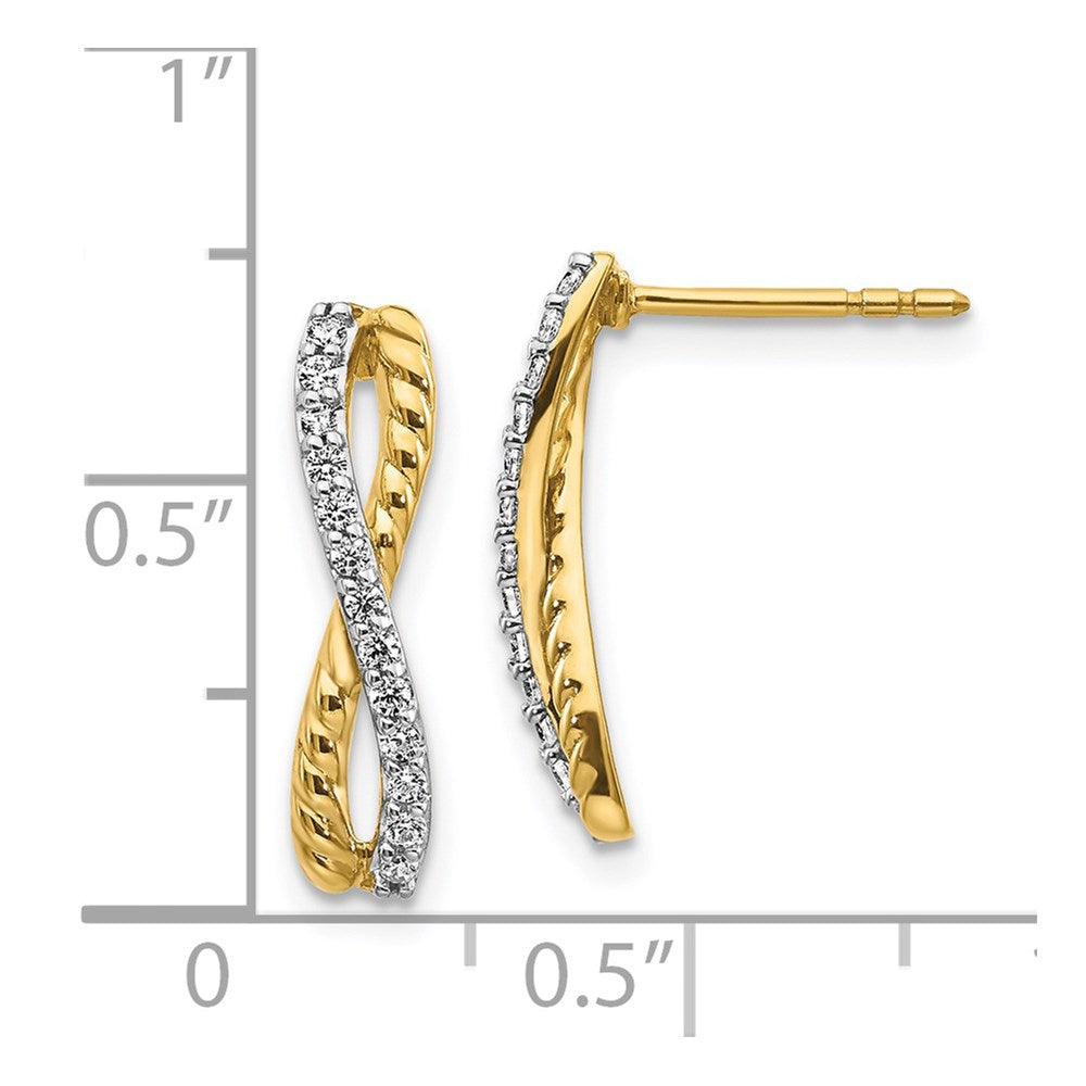 14k Two-tone Diamond Fancy Twist Post Earrings