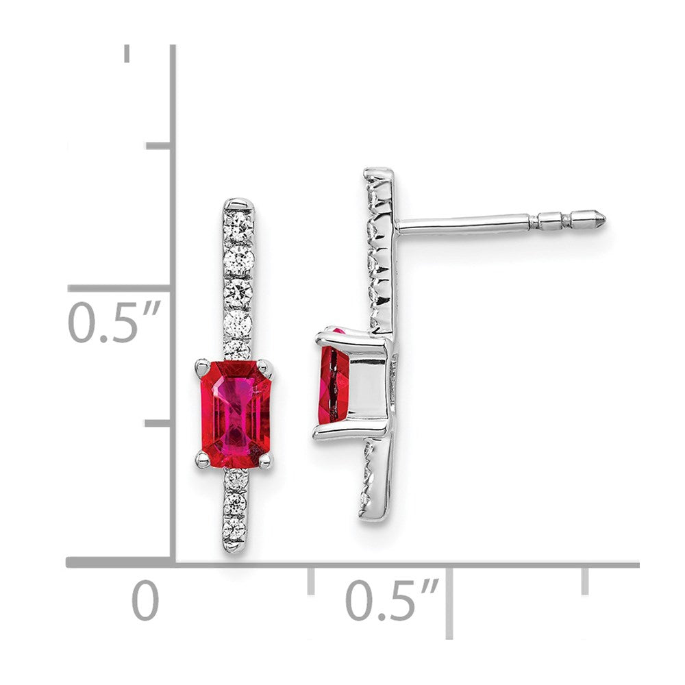 14k White Gold Diamond and Ruby Fancy Earrings