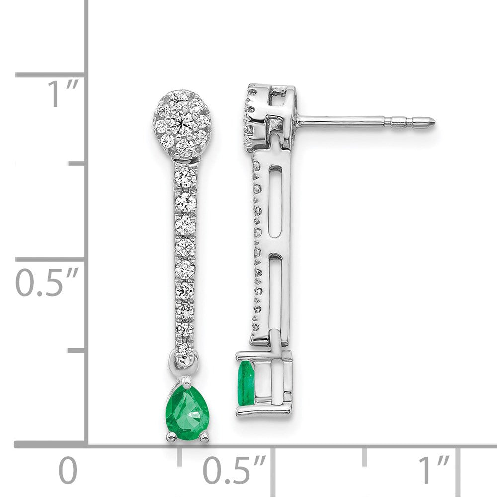 14k White Gold Diamond and Emerald Fancy Earrings