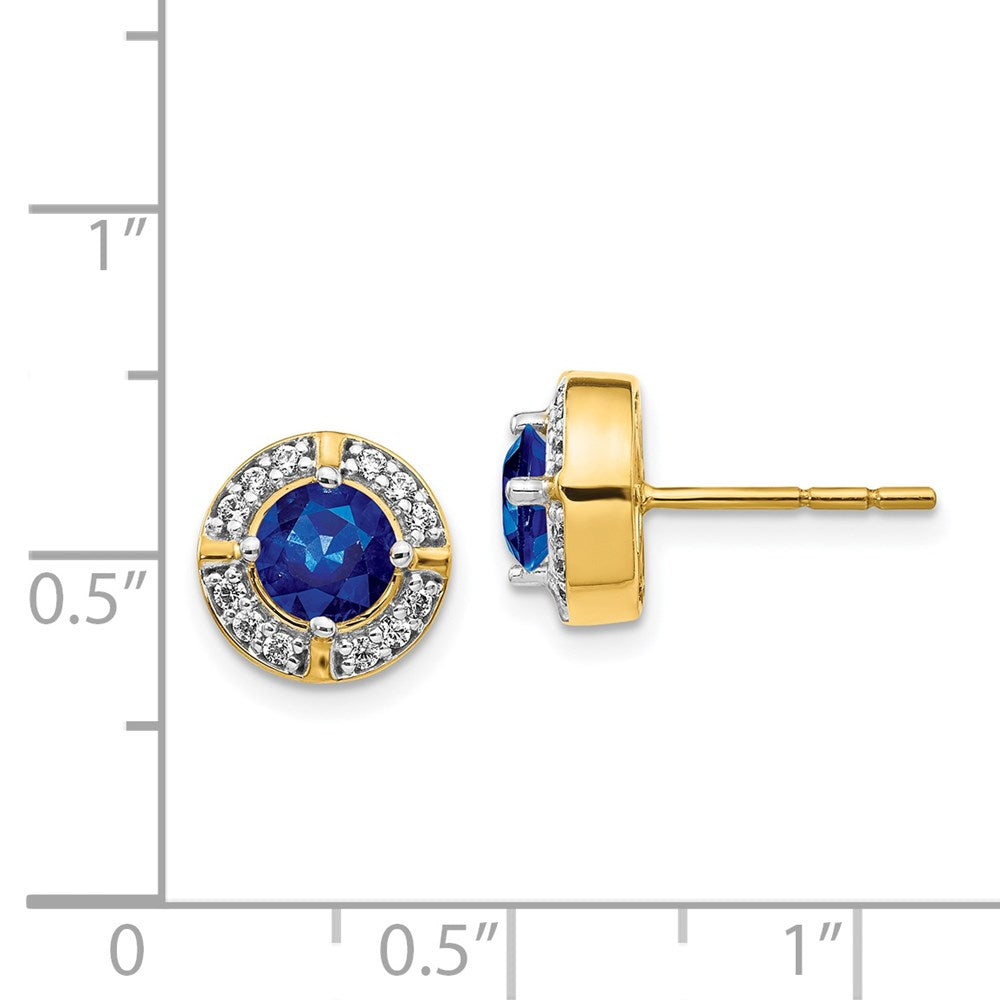 14k Diamond and Sapphire Fancy Halo Earrings