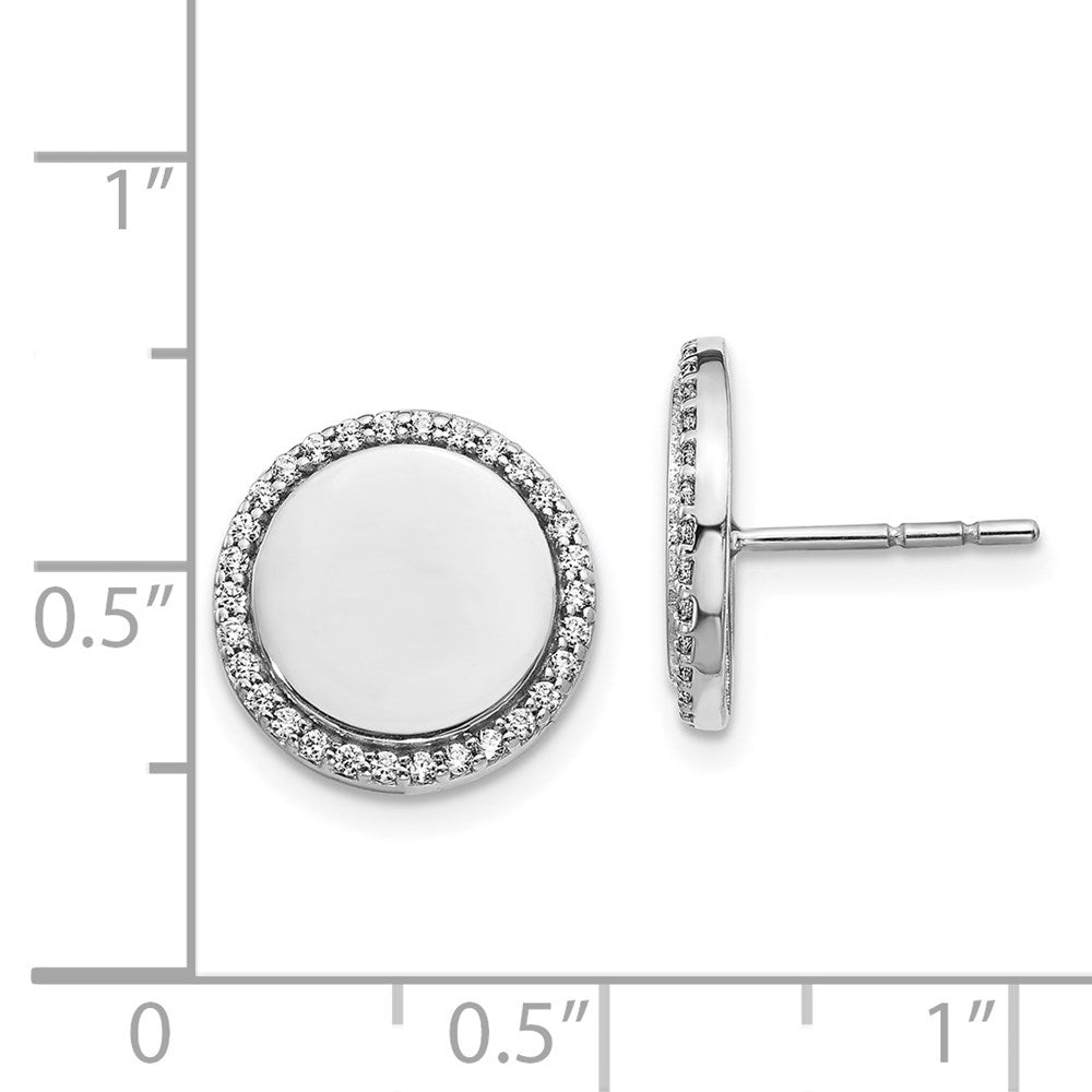 14k White Gold Diamond Fancy Circle Earrings