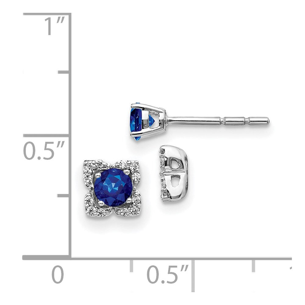 14k White Gold Diamond and Sapphire Stud w/Jacket Earrings