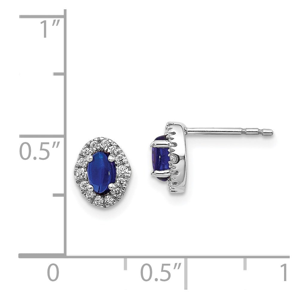 14k White Gold Diamond and Cabochon Sapphire Earrings