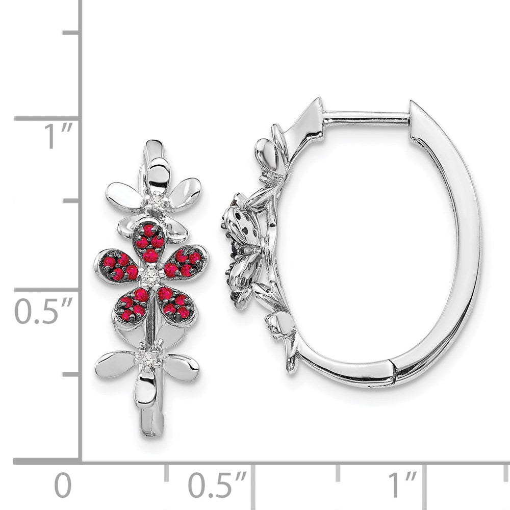 14k White Gold Diamond and Ruby Earrings