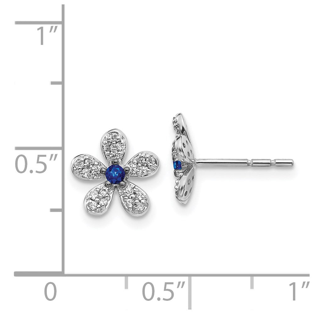 14k White Gold Diamond and Sapphire Earrings