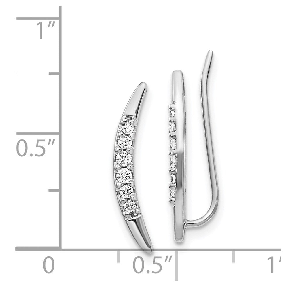 14k White Gold Diamond Ear Climber Earrings