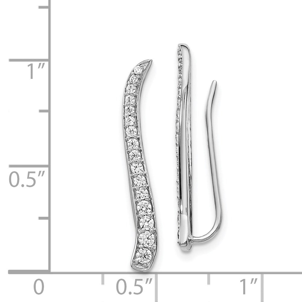 14k White Gold Diamond Ear Climber Earrings