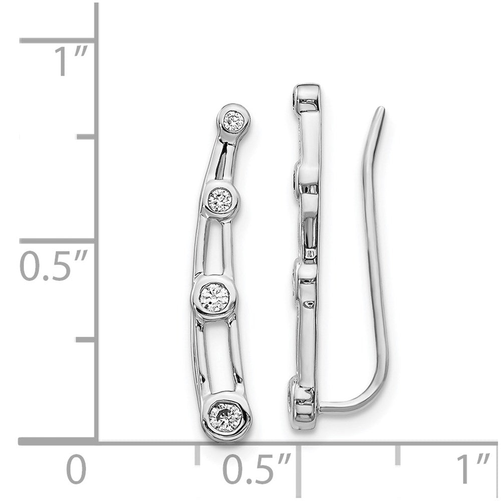 14k White Gold Diamond Graduated 4-stone Ear Climber Earrings