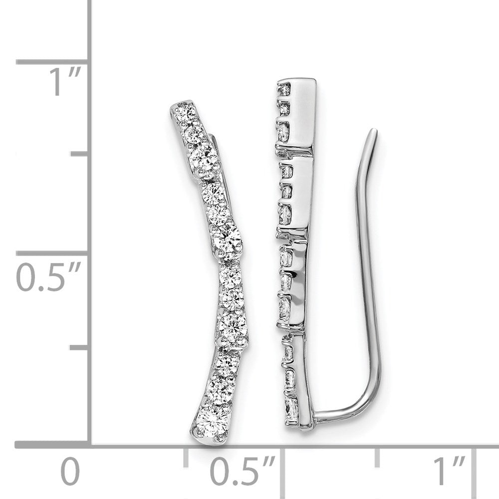14k White Gold Diamond Ear Climber Earrings