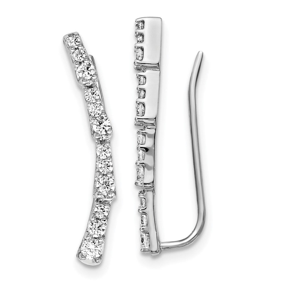 14k White Gold Diamond Ear Climber Earrings