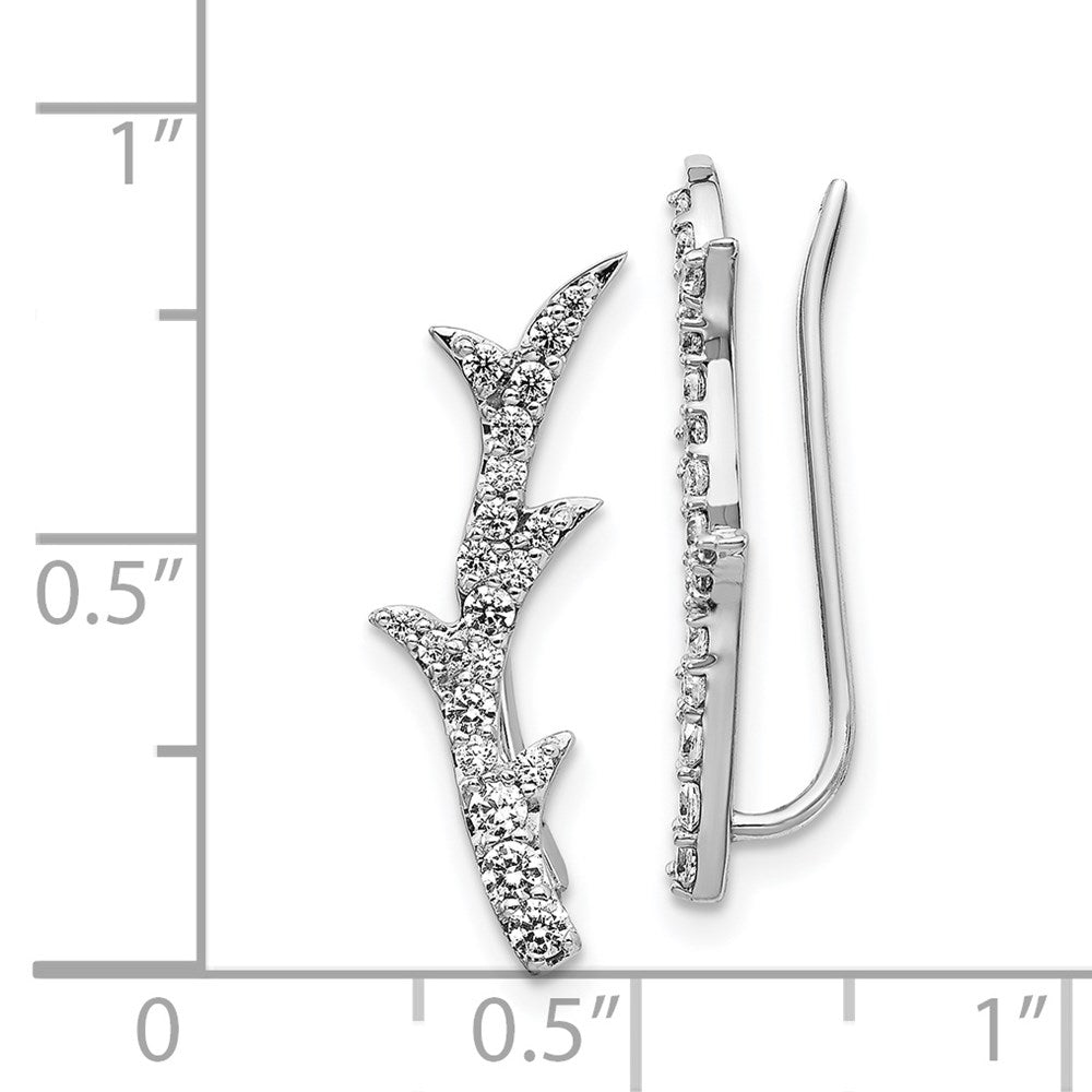 14k White Gold Diamond Ear Climber Earrings