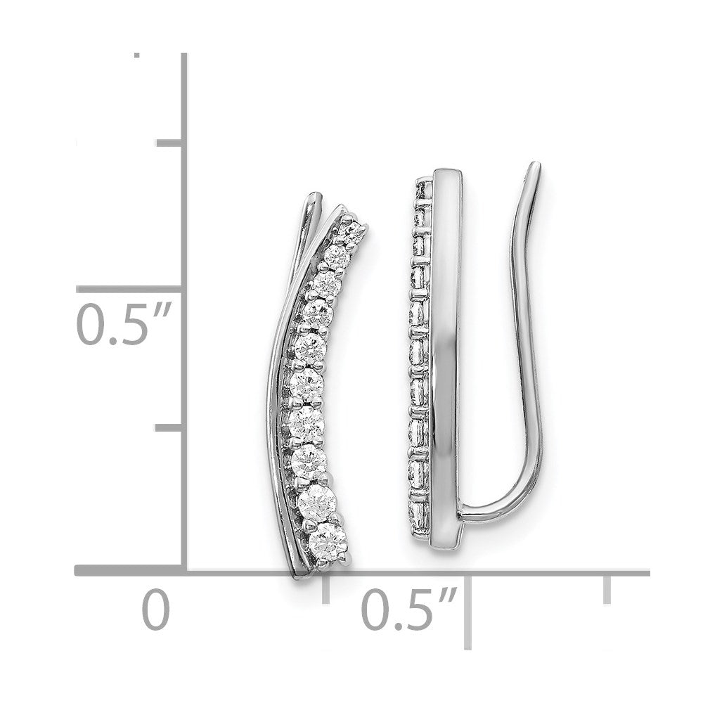 14k White Gold Diamond Ear Climber Earrings