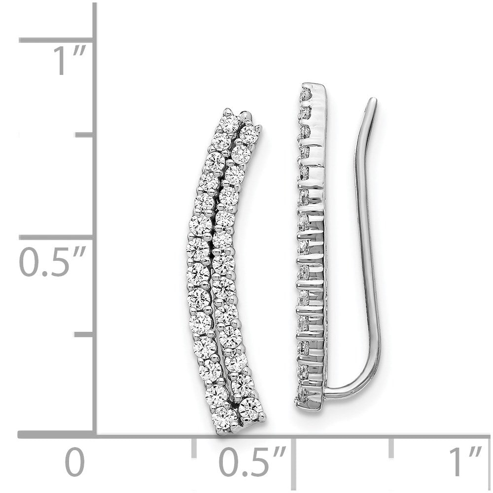 14k White Gold Diamond Ear Climber Earrings
