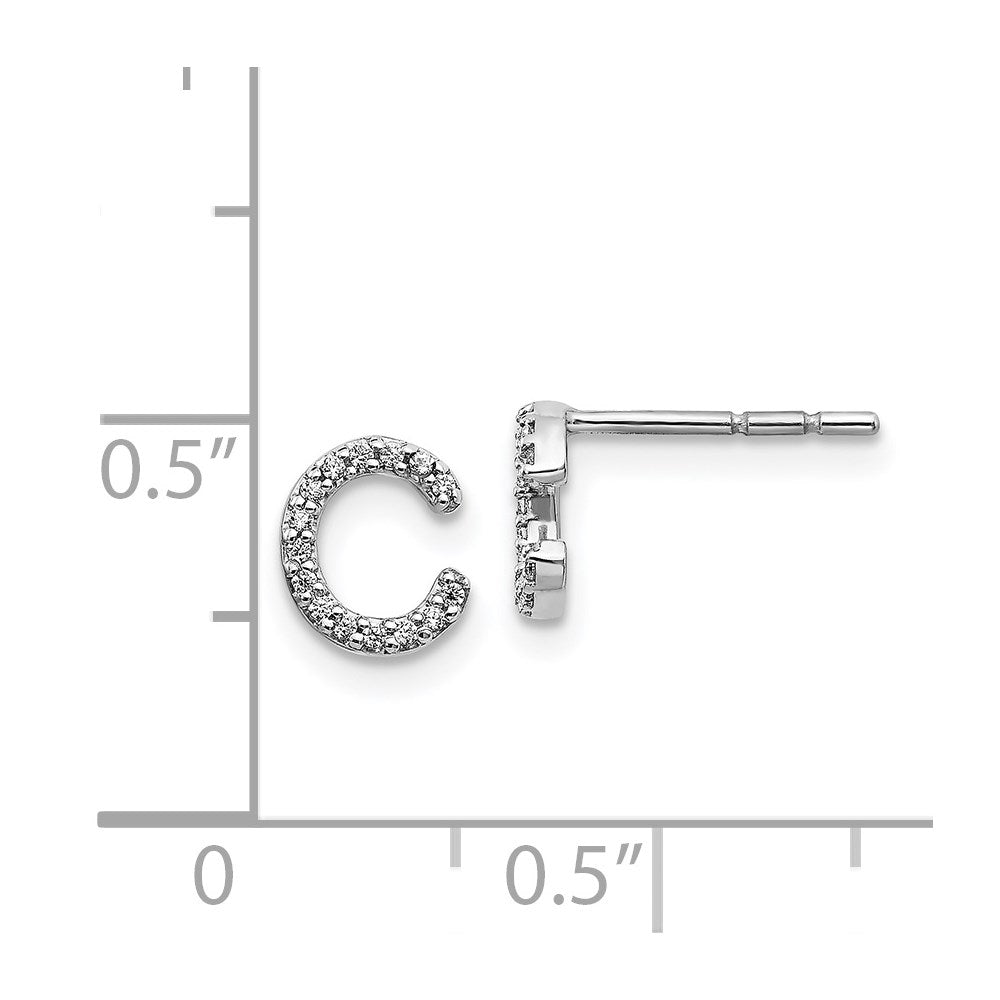 14k White Gold Diamond Initial C Earrings