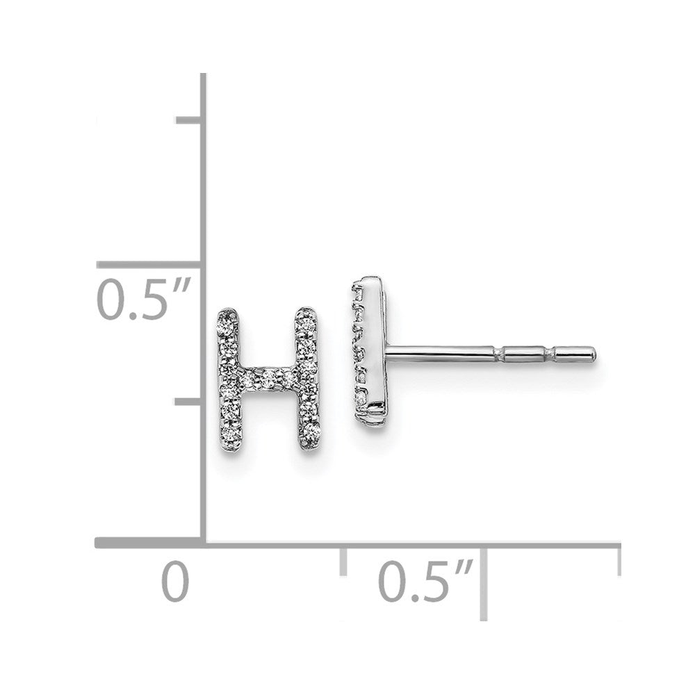 14k White Gold Diamond Initial H Earrings