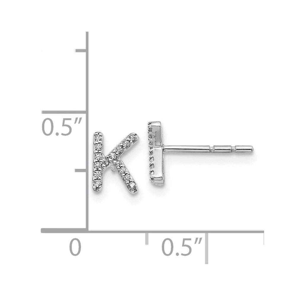 14k White Gold Diamond Initial K Earrings