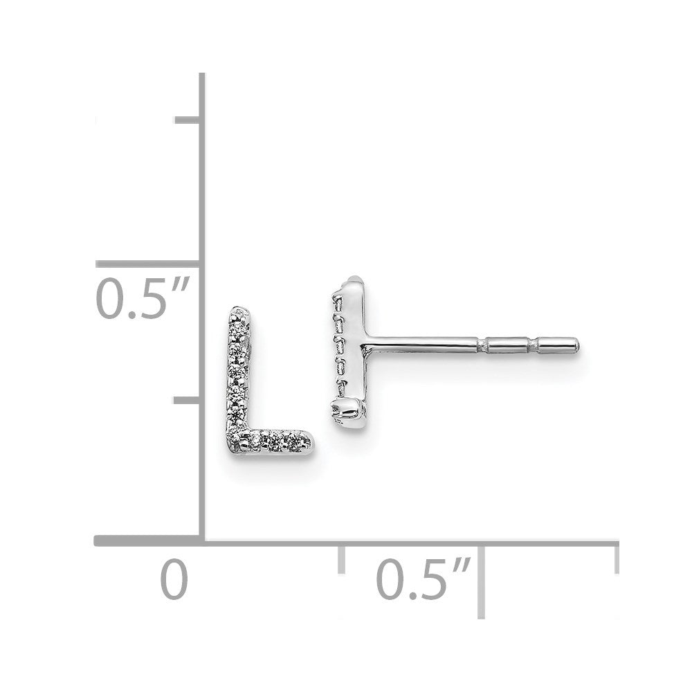 14k White Gold Diamond Initial L Earrings