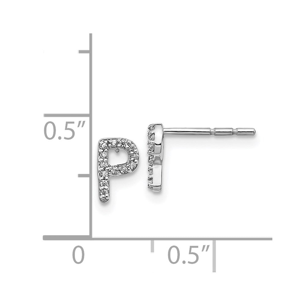 14k White Gold Diamond Initial P Earrings
