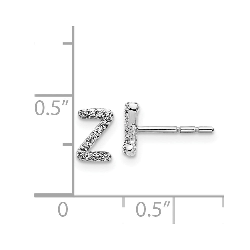 14k White Gold Diamond Initial Z Earrings