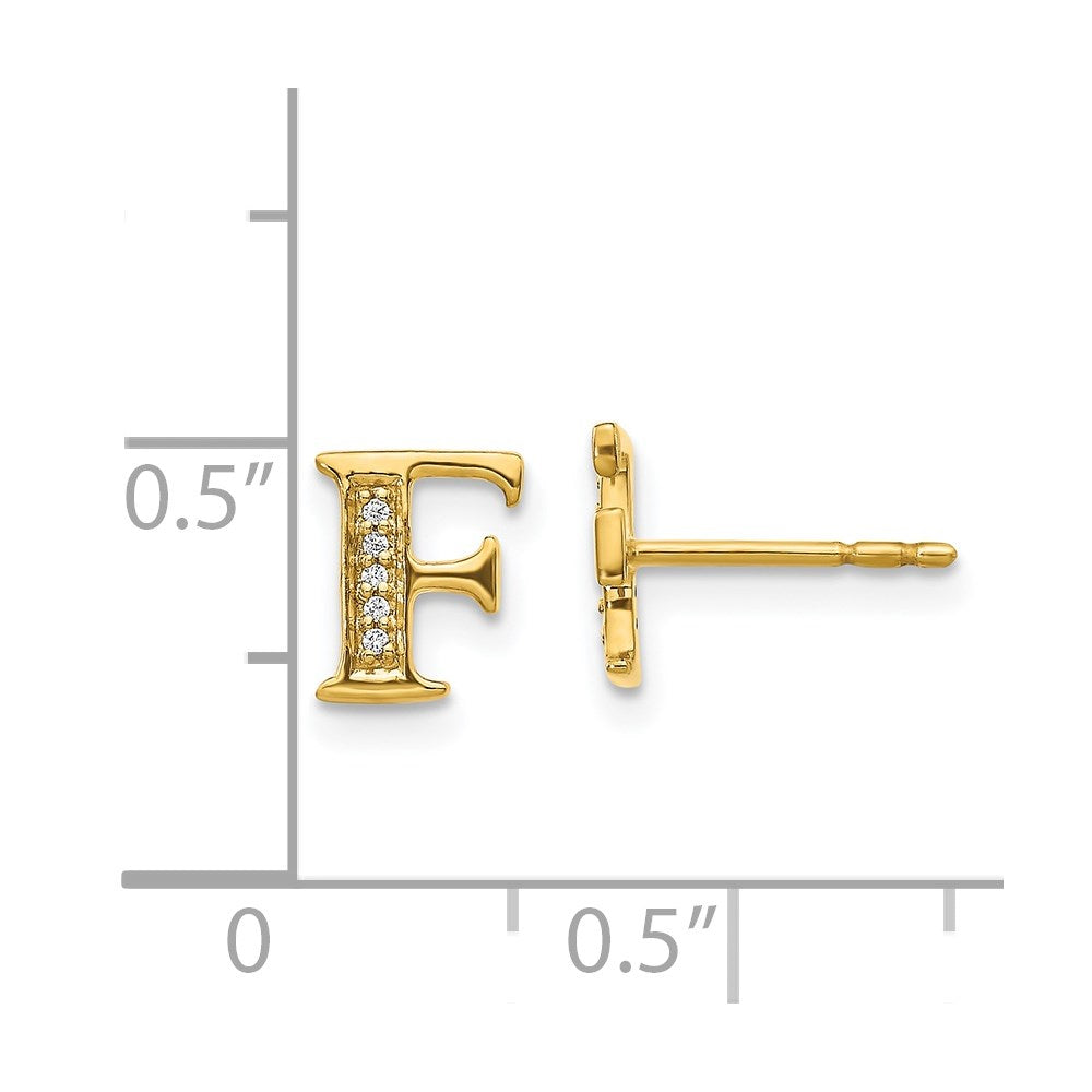 14k Diamond Initial F Earrings