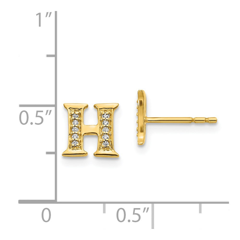 14k Diamond Initial H Earrings