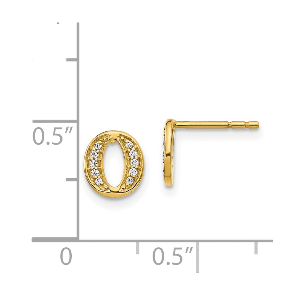 14k Diamond Initial O Earrings