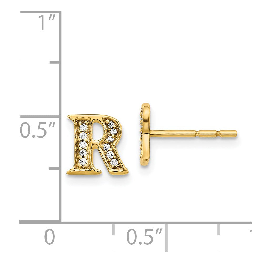 14k Diamond Initial R Earrings