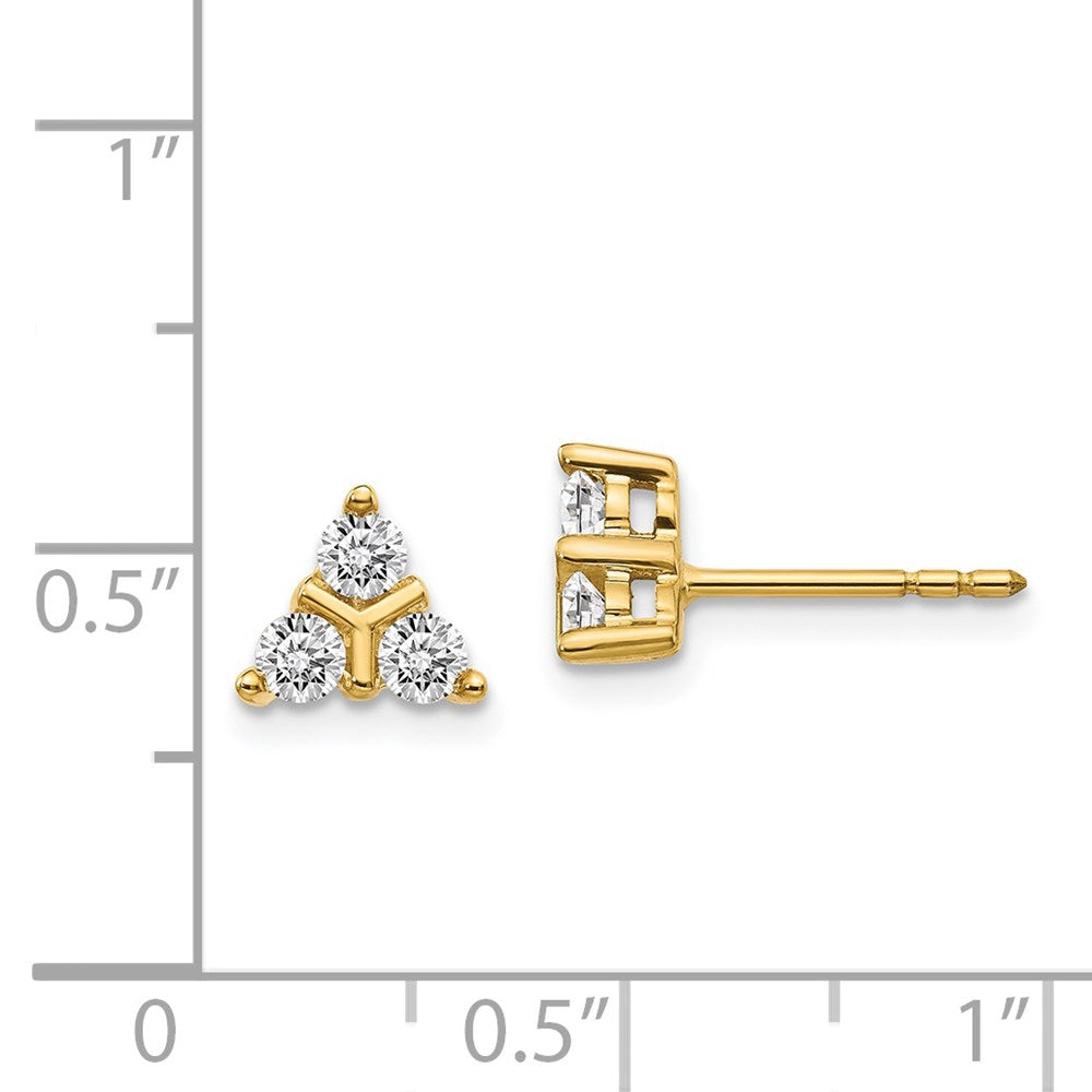 14k 3-stone Diamond Triangle Earrings