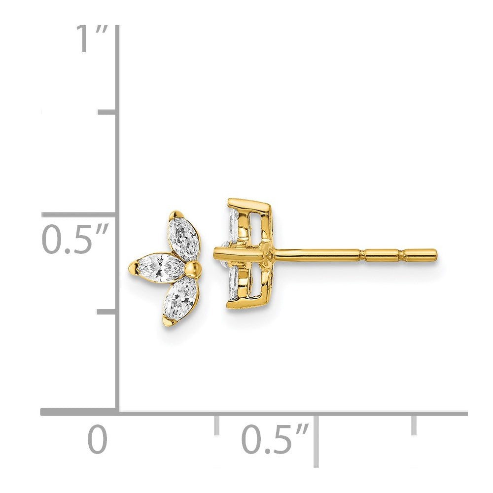 14k 3-stone Marquise Diamond Earrings