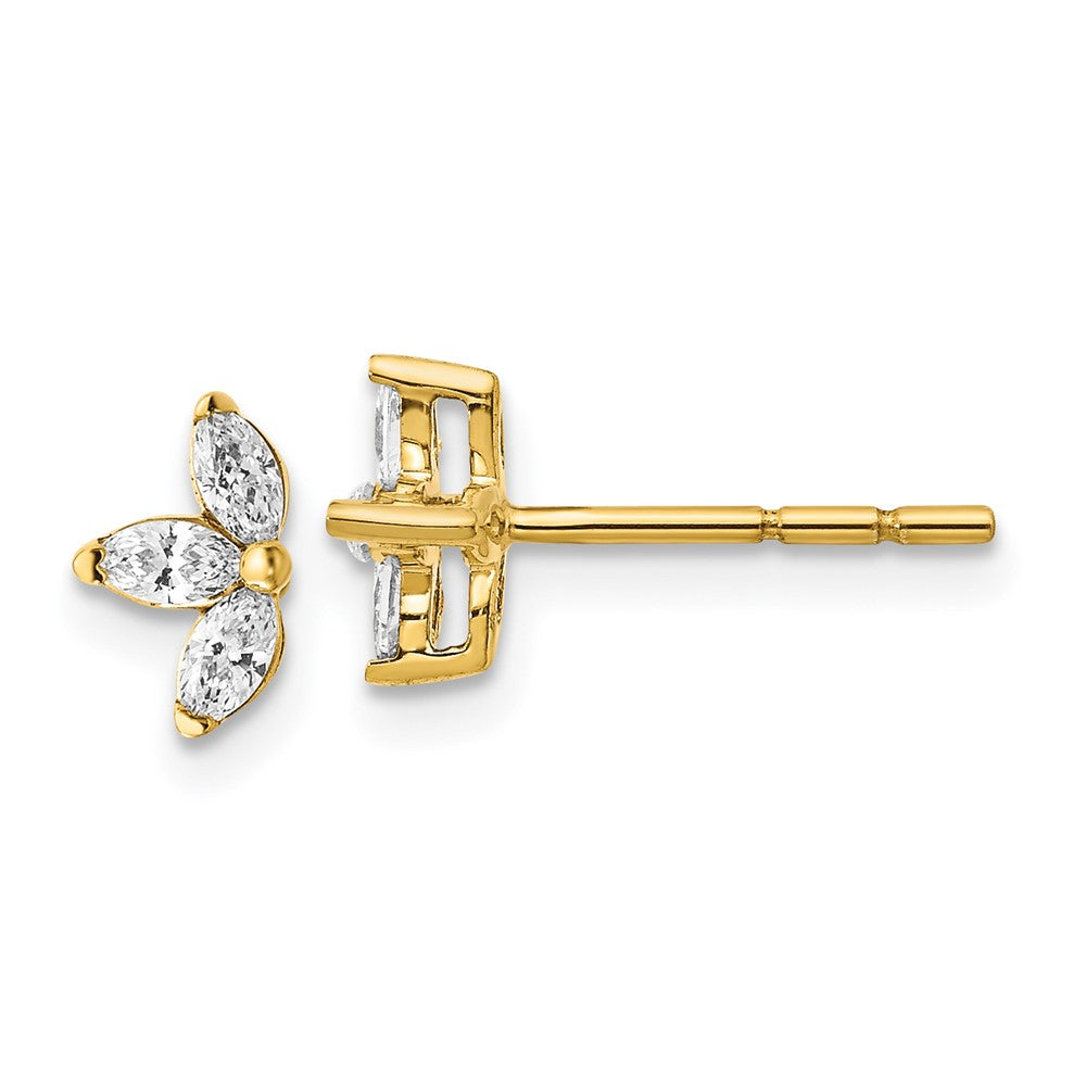 14k 3-stone Marquise Diamond Earrings