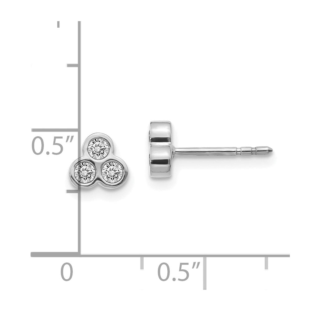10k White Gold 3-stone Diamond Earrings
