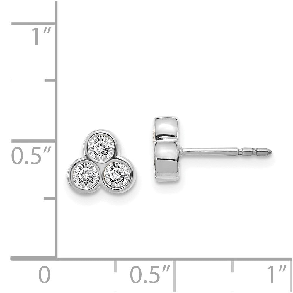 14k White Gold 3-stone Diamond Earrings
