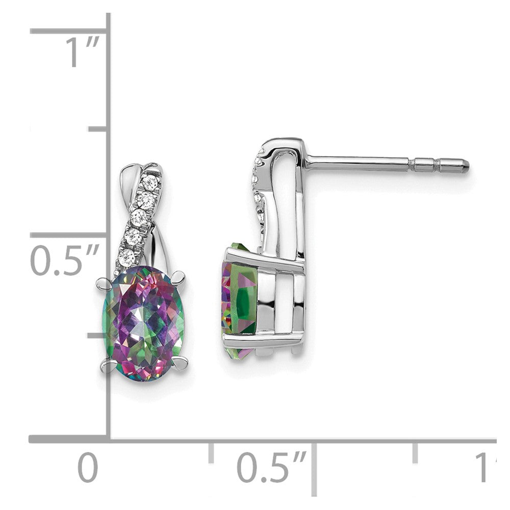 14k White Gold Mystic Fire Topaz and Diamond Earrings