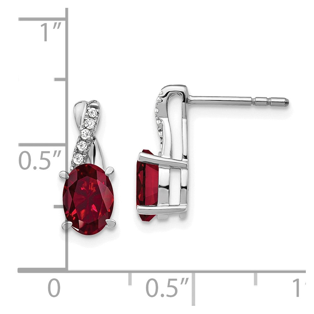 10k White Gold Ruby and Diamond Earrings