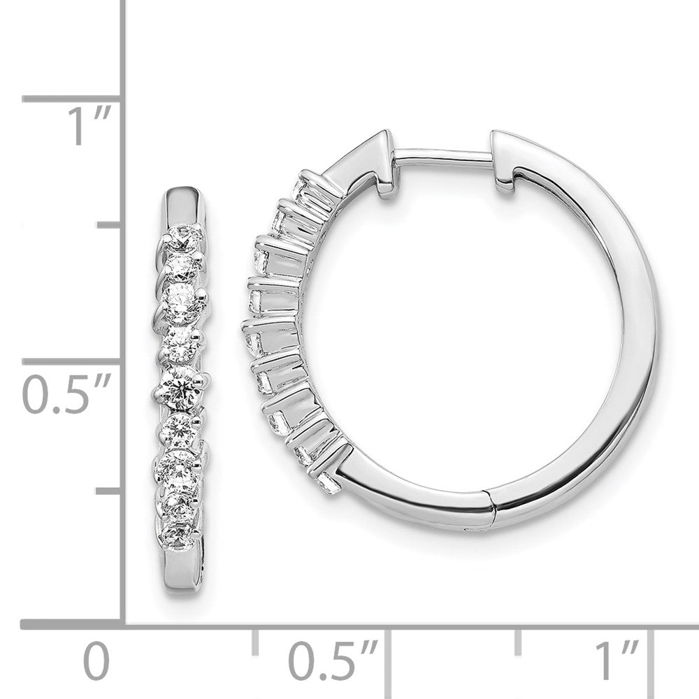14k White Gold Diamond Hinged Hoop Earrings