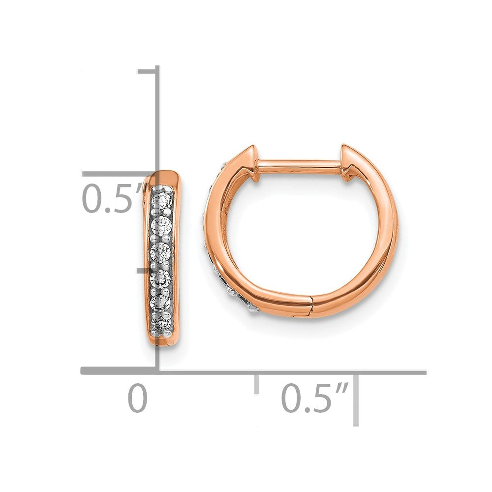 14k Rose Gold Diamond Hinged Hoop Earrings