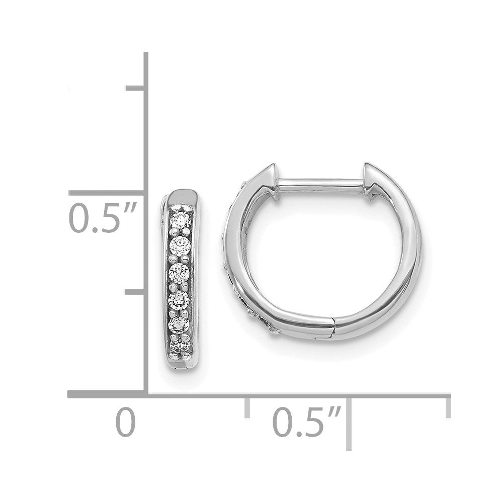 14k White Gold Diamond Hinged Hoop Earrings